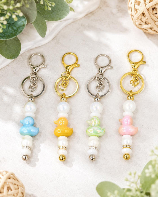 Quirky Iridescent Duck Bead Keychains for Every Style