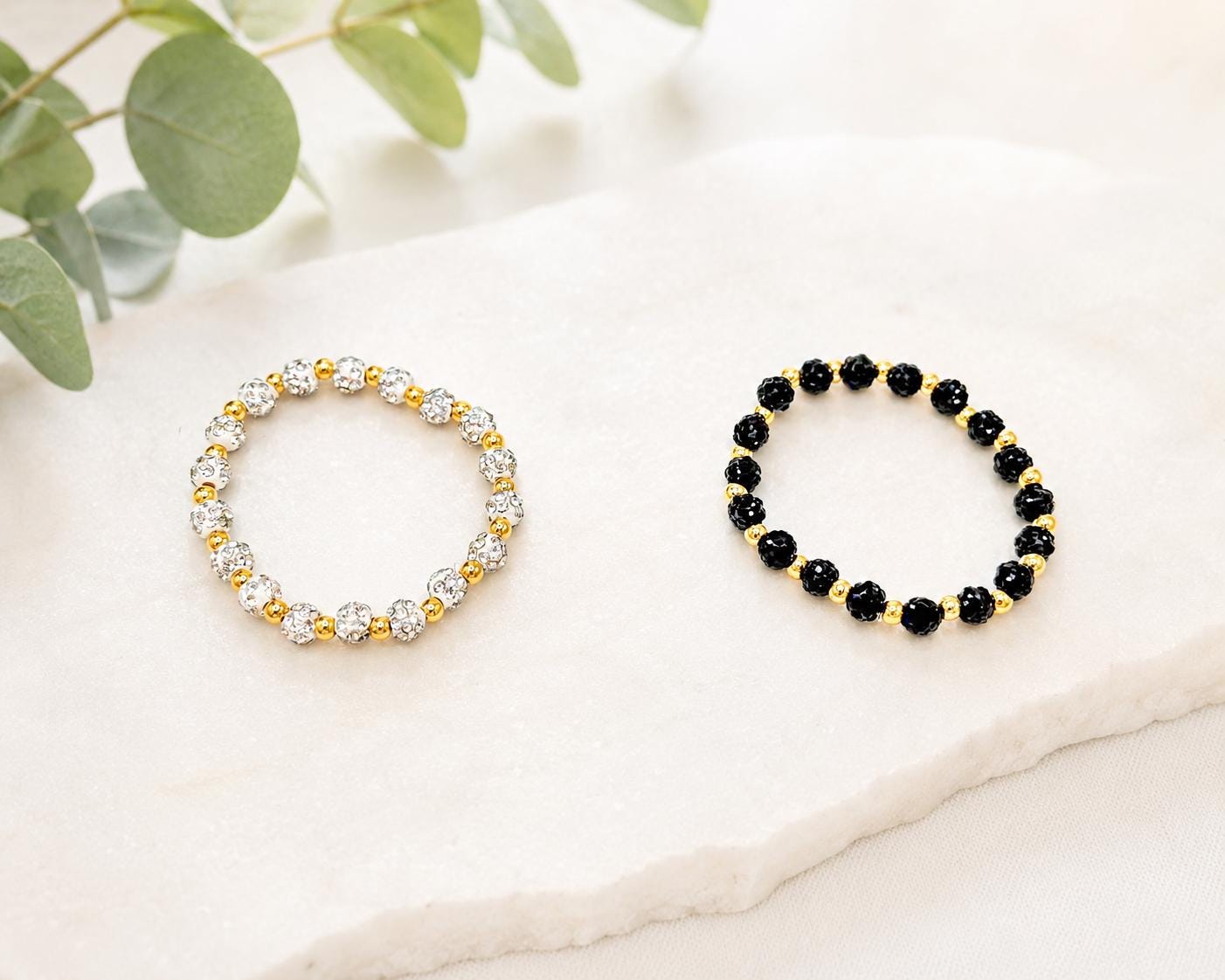 Rhinestone Bead Bracelets - 6mm Bead