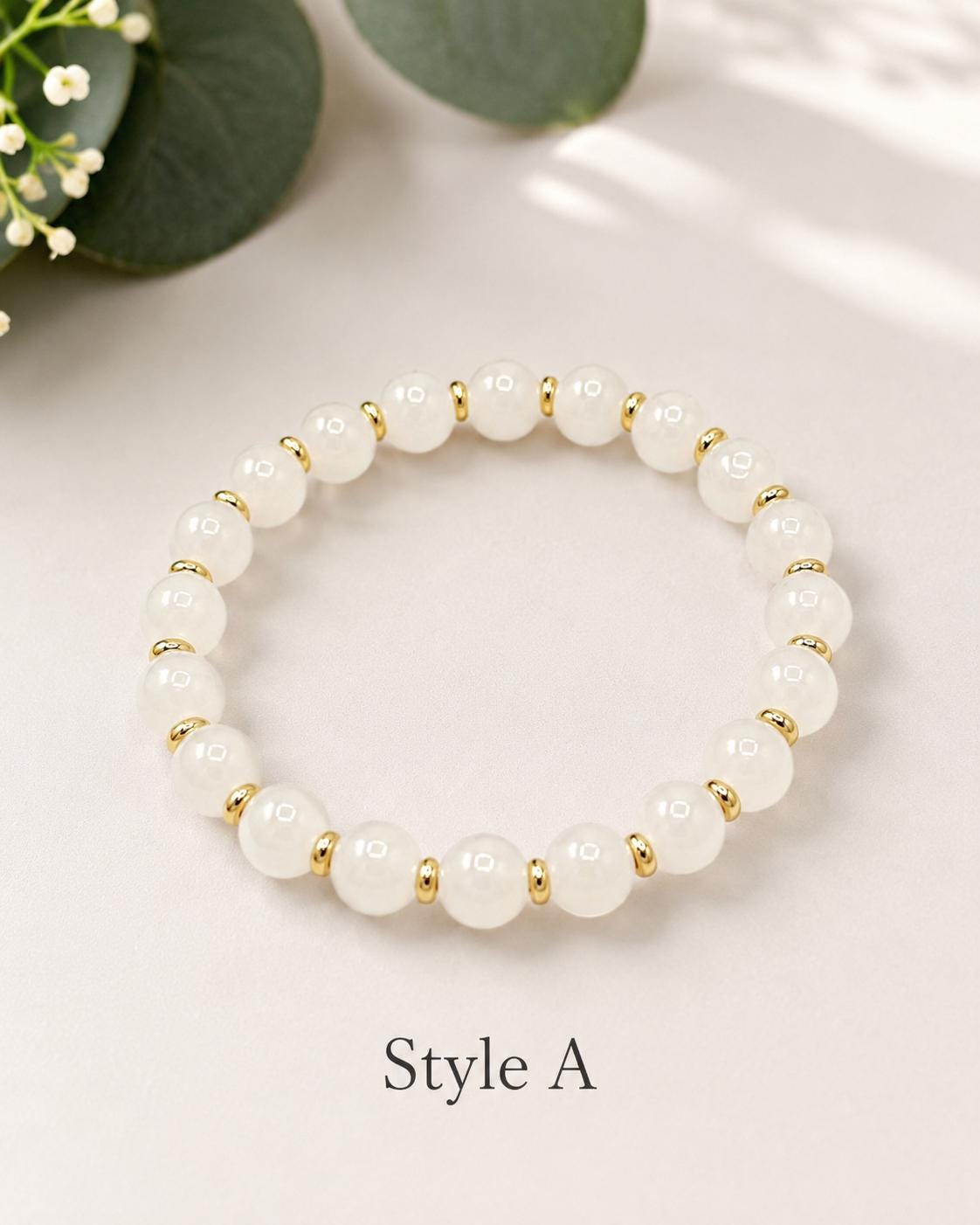 White Frosted Glass Bead Bracelets