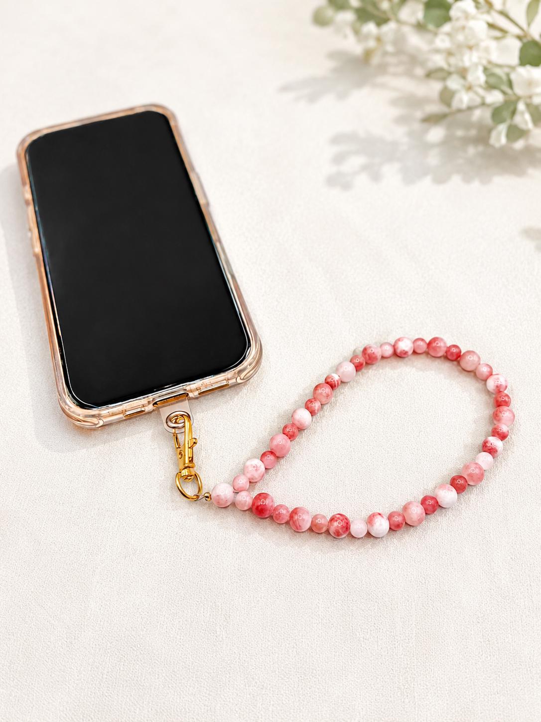 Pink Jade Stone Phone Wristlet