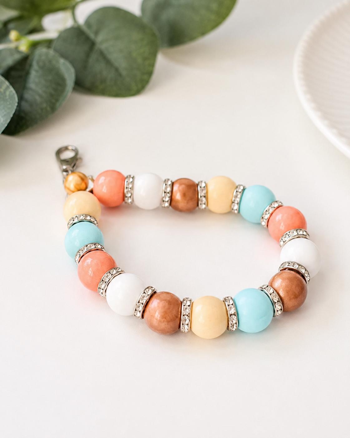 Stretchy Pastel Wooden Bead Phone Wristlet
