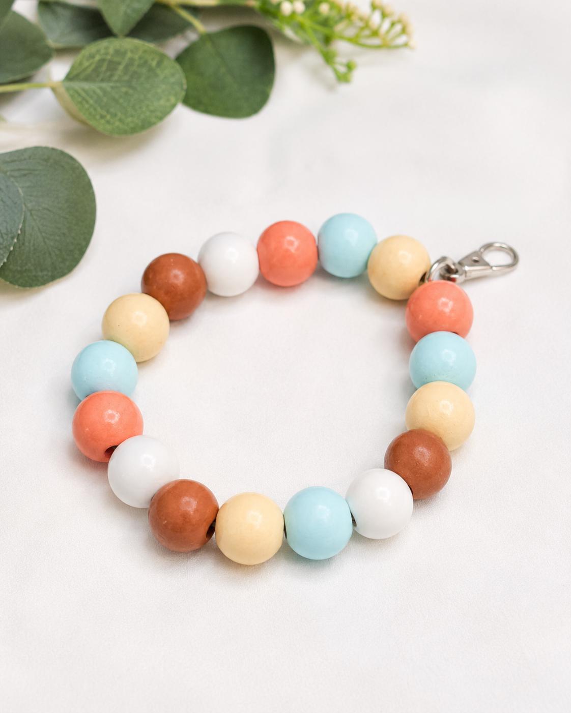 Stretchy Pastel Wooden Bead Phone Wristlet
