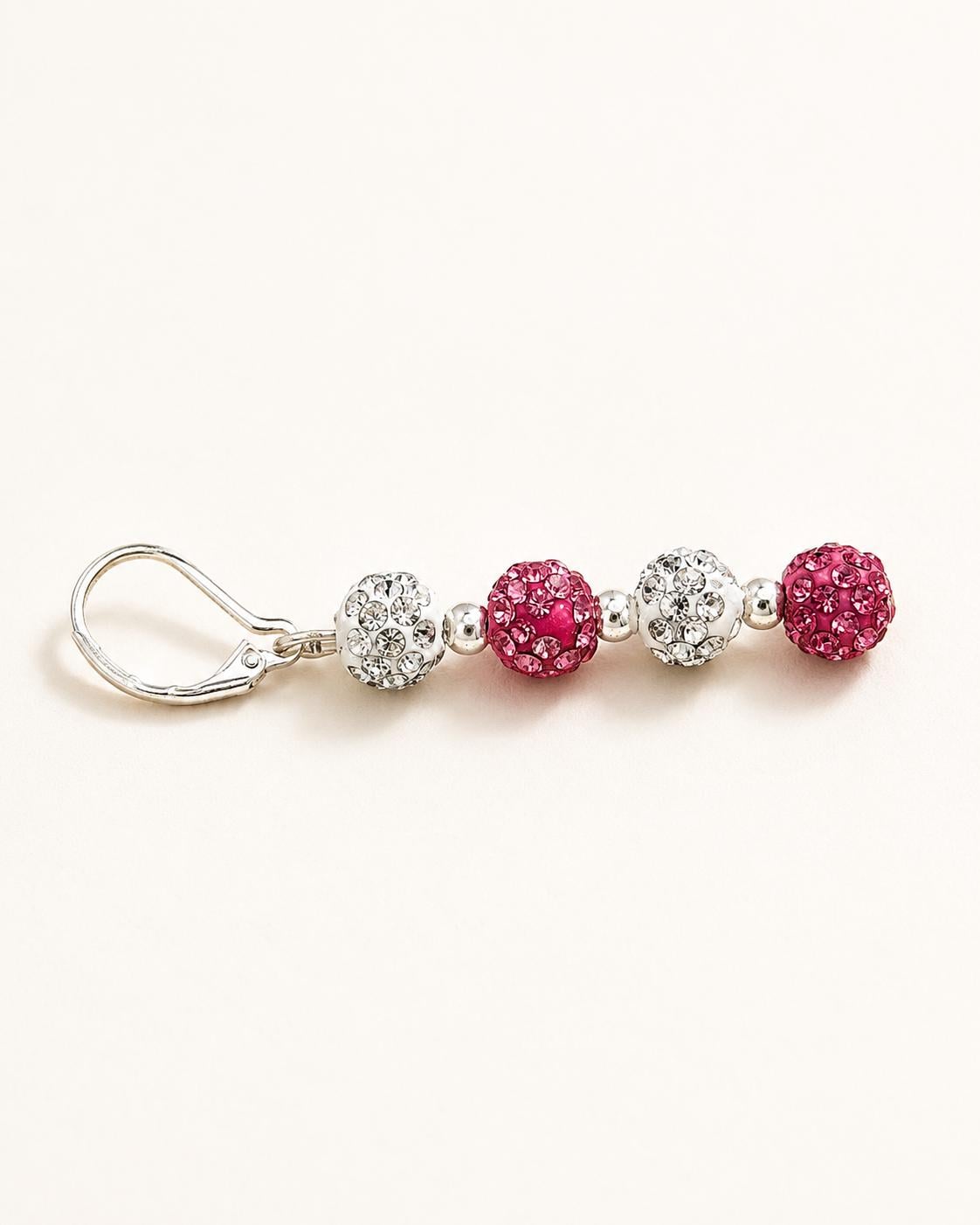 Pink and White Rhinestone Earrings