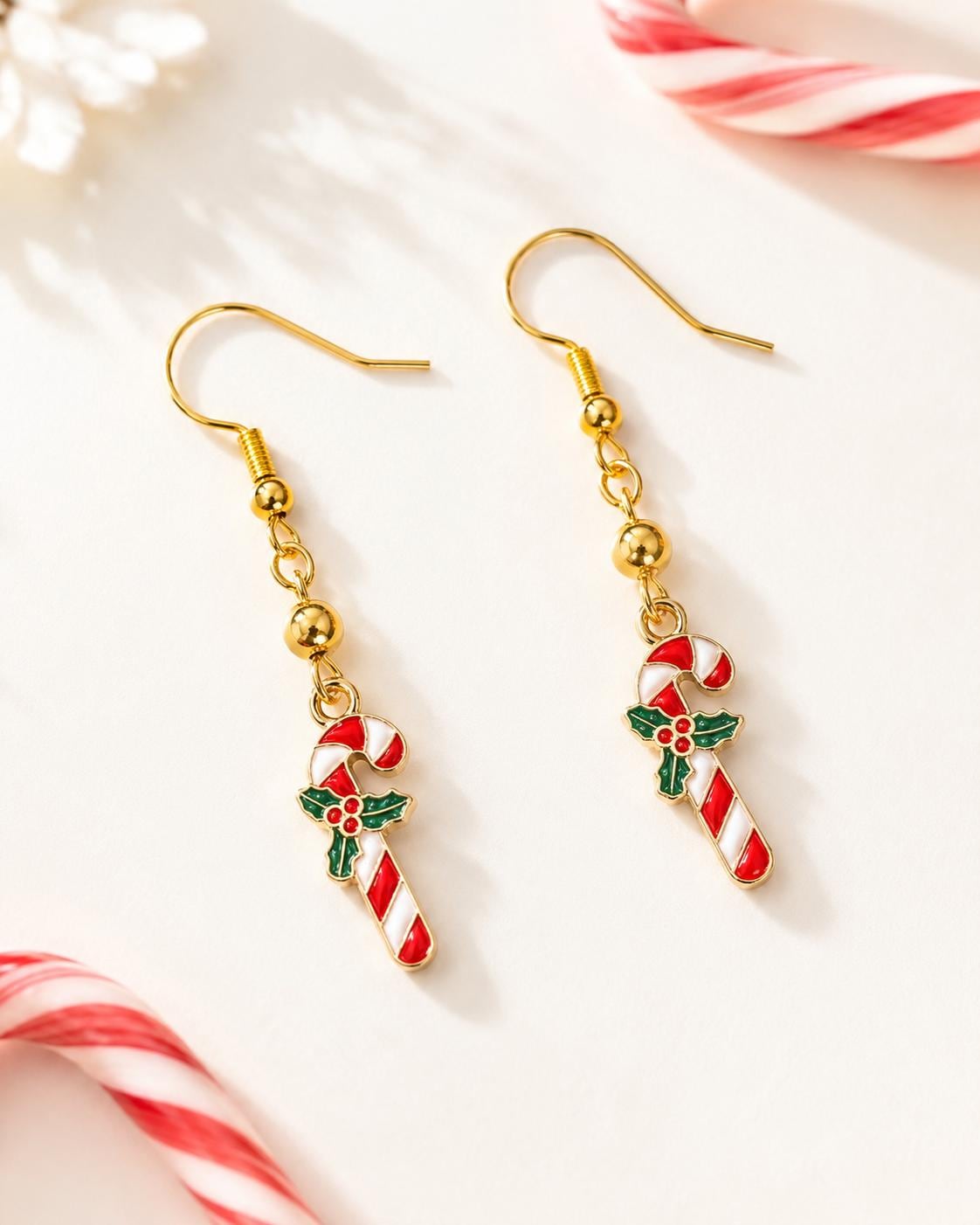 Candy Cane Dangle Earrings