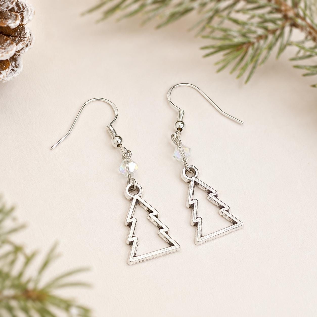 Christmas Tree Dangle Earrings- Sterling Silver