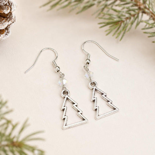 Christmas Tree Dangle Earrings- Sterling Silver
