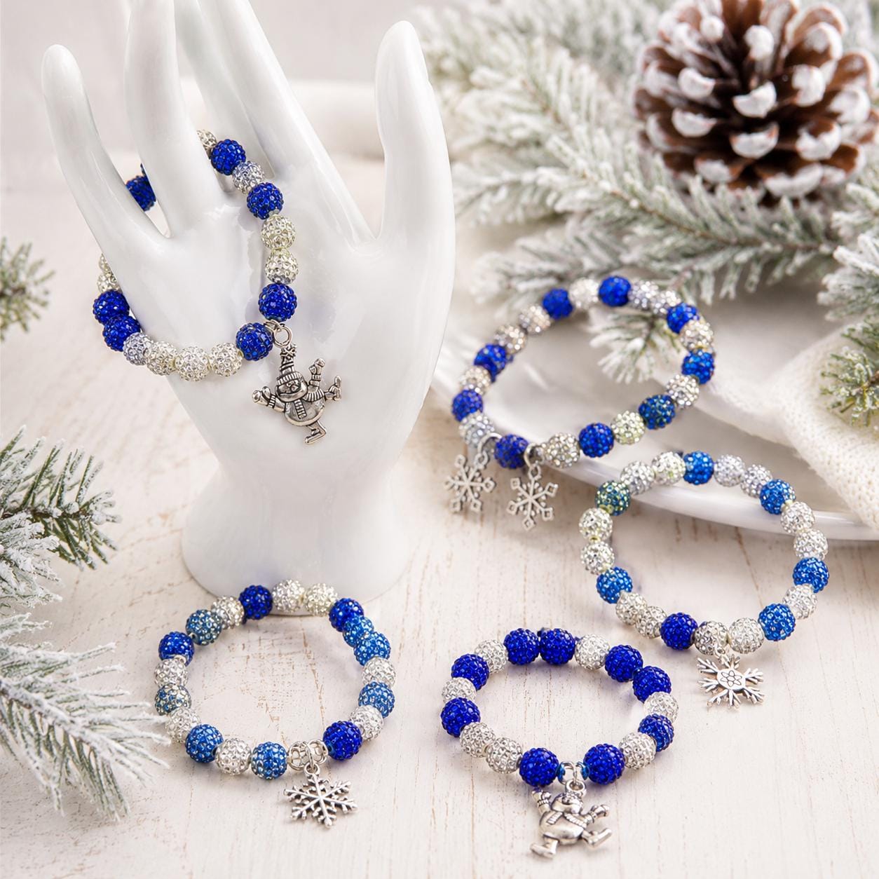 Blue Snowflake Rhinestone Bracelet