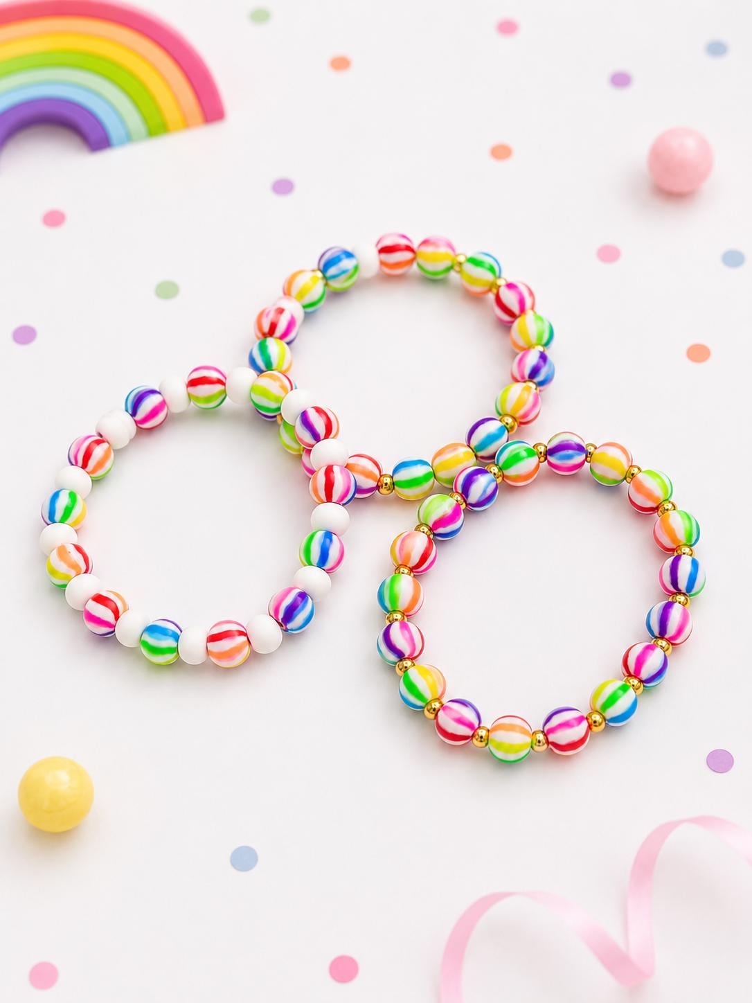 Rainbow Stripe Clay Bracelet