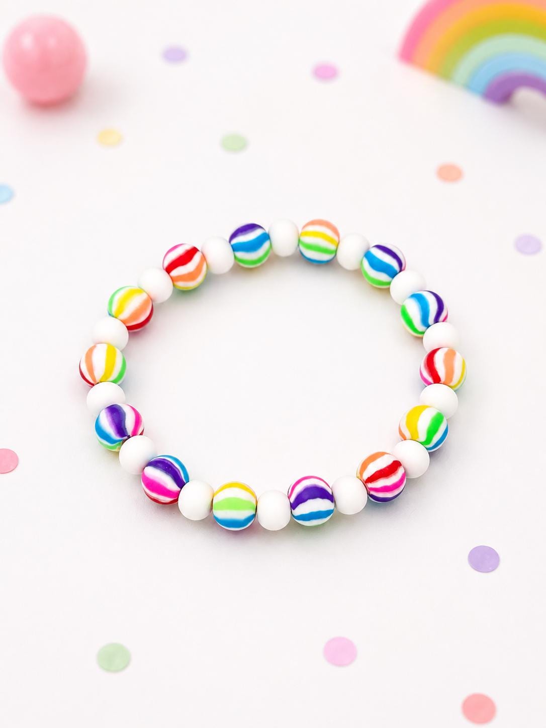 Rainbow Stripe Clay Bracelet