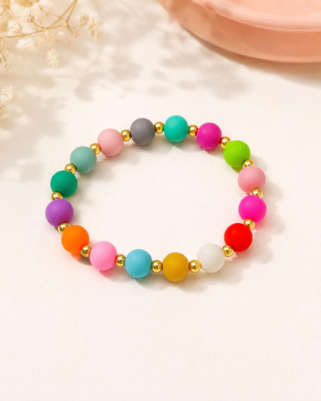 Retro Multi Color Clay Bracelet- Rustic Rainbow