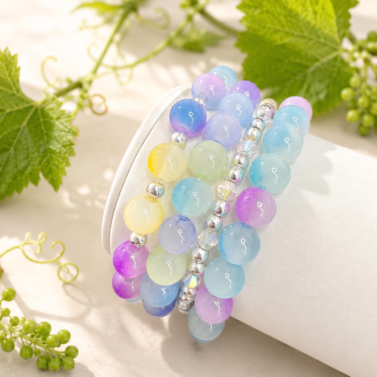 Grapevine Glass Bead Bracelet Stack