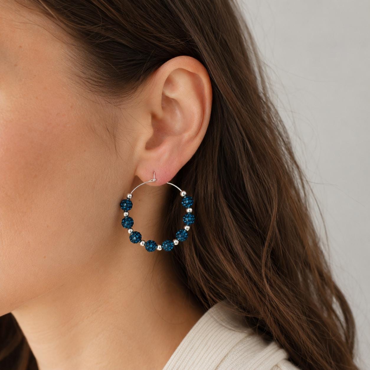 Turquoise Rhinestone Hoop Earrings