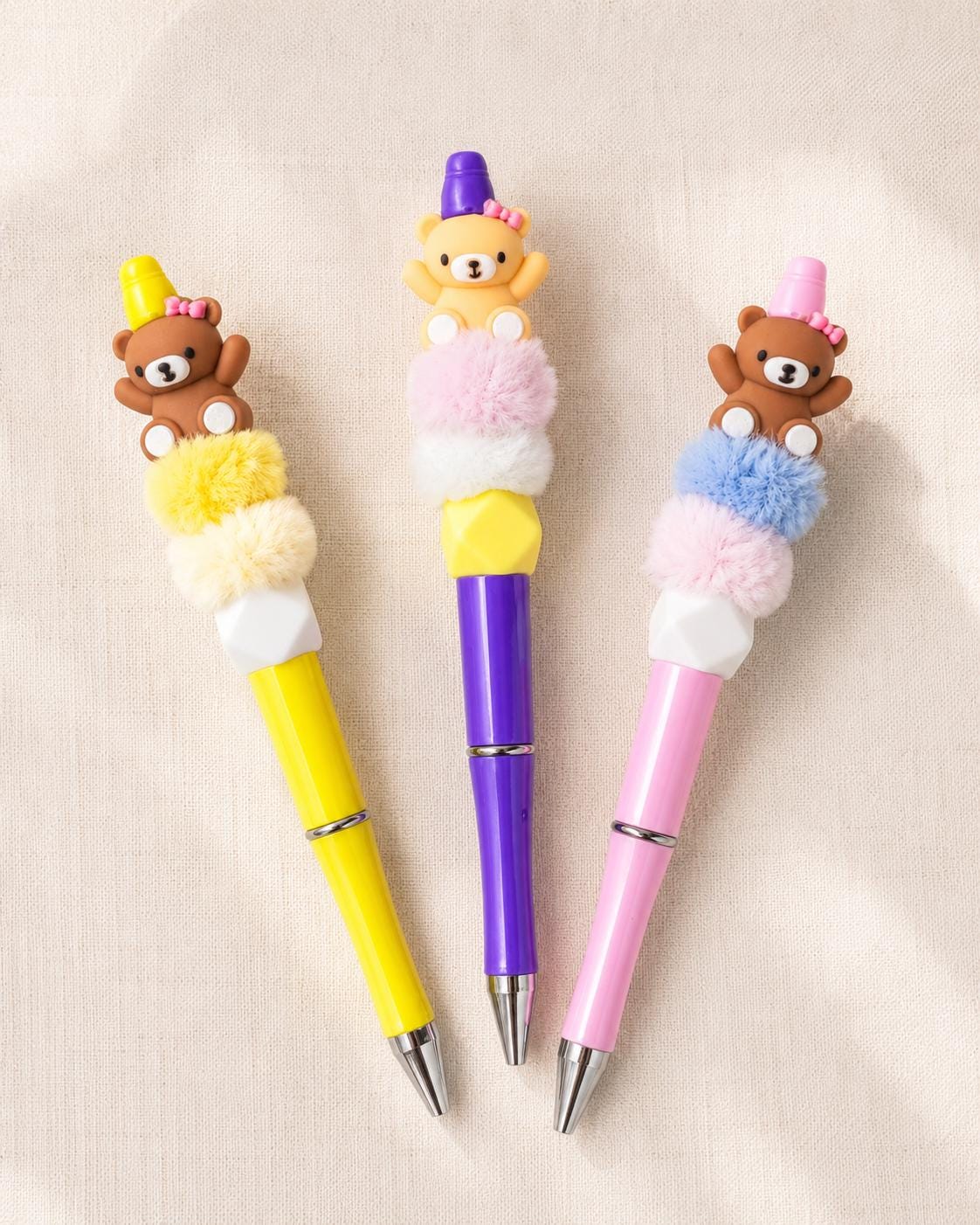 Fuzzy Bear Beaded Pens