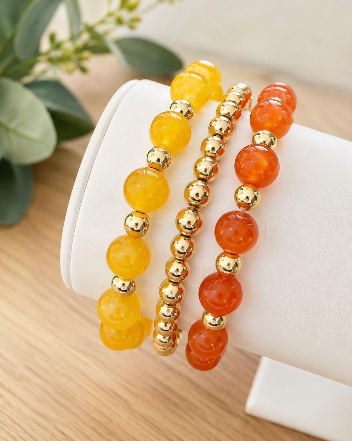 Autumn Glass Beaded Bracelet: 14k Gold Accents