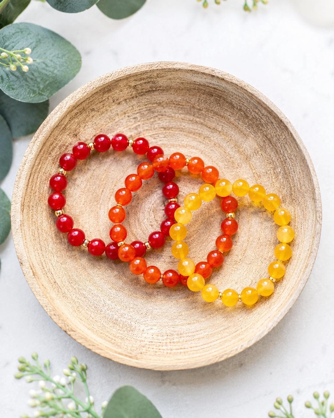 Autumn Glass Beaded Bracelet: 14k Gold Accents