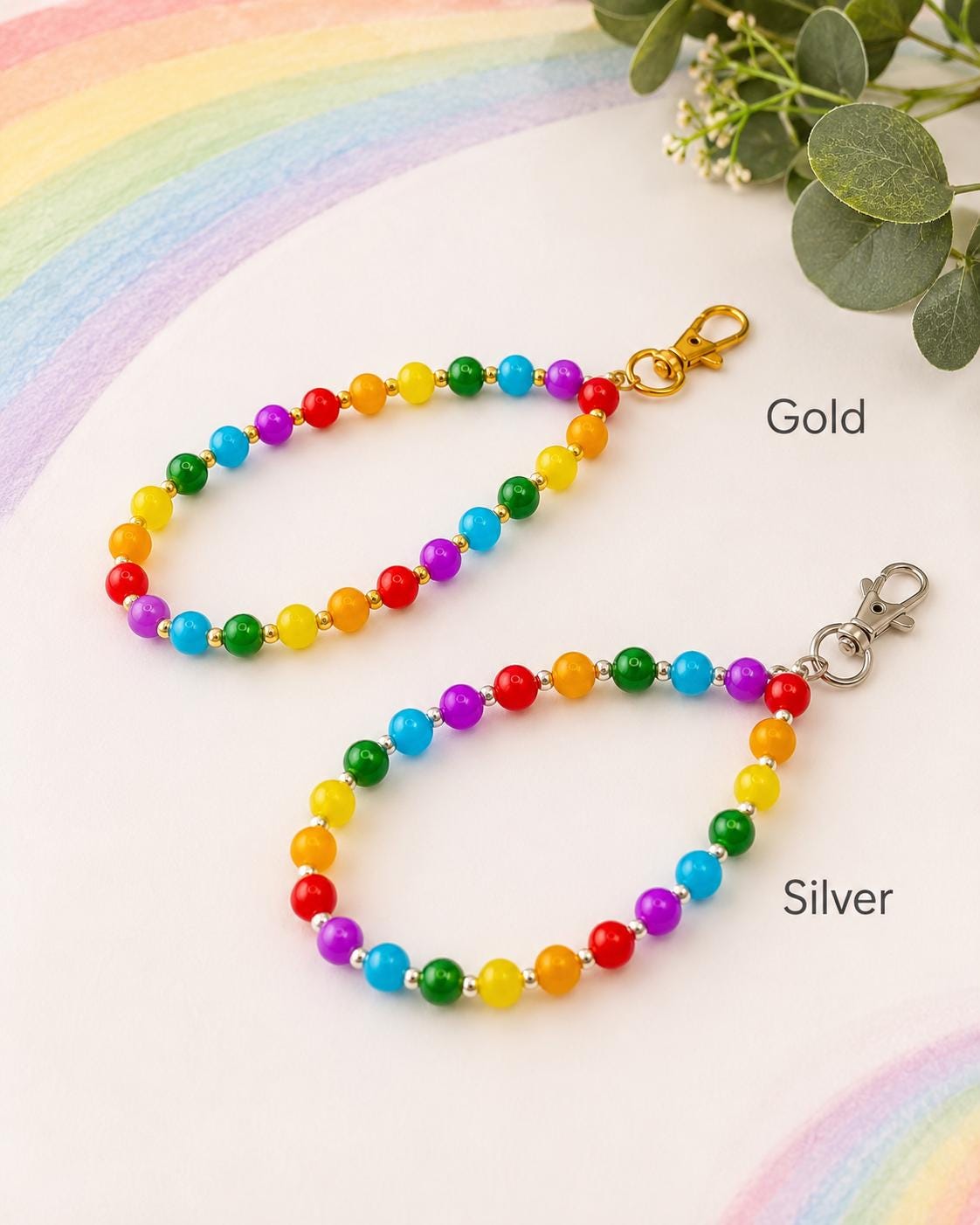 Rainbow Glass Bead Phone Wristlet
