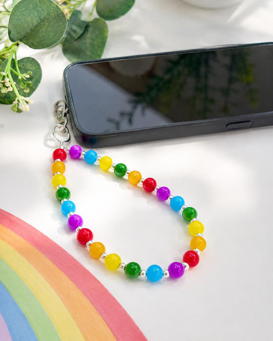 Rainbow Glass Bead Phone Wristlet