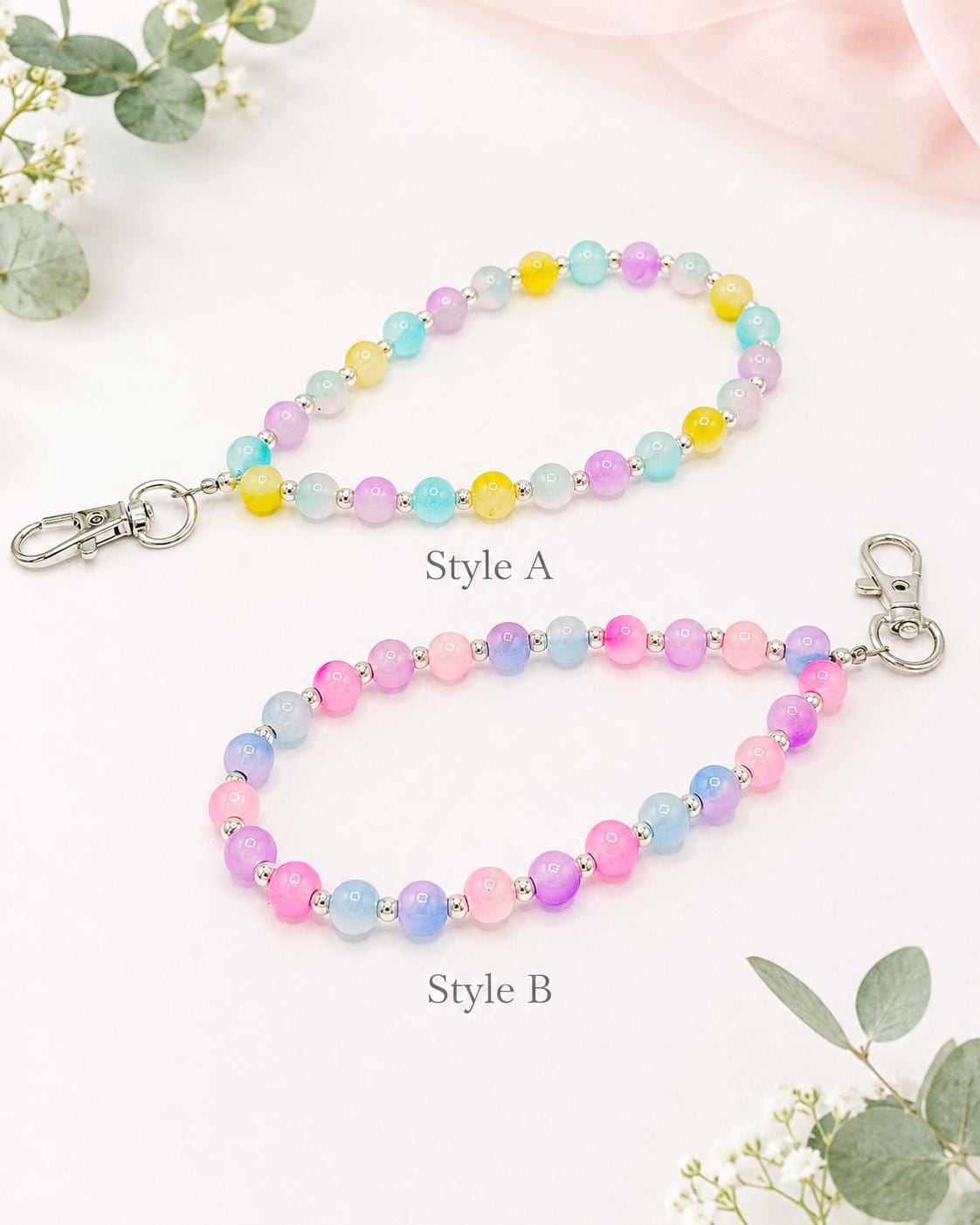 Cotton Candy Glass Beaded Phone Wristlet
