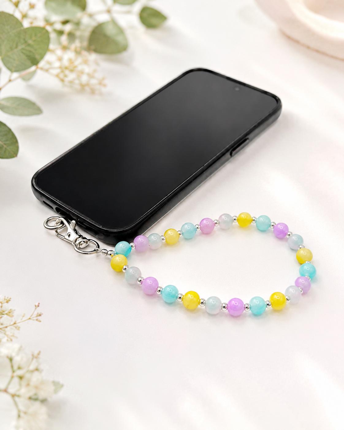 Cotton Candy Glass Beaded Phone Wristlet