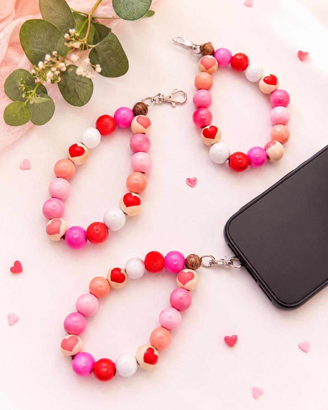 Wooden Heart Wristlet Charm