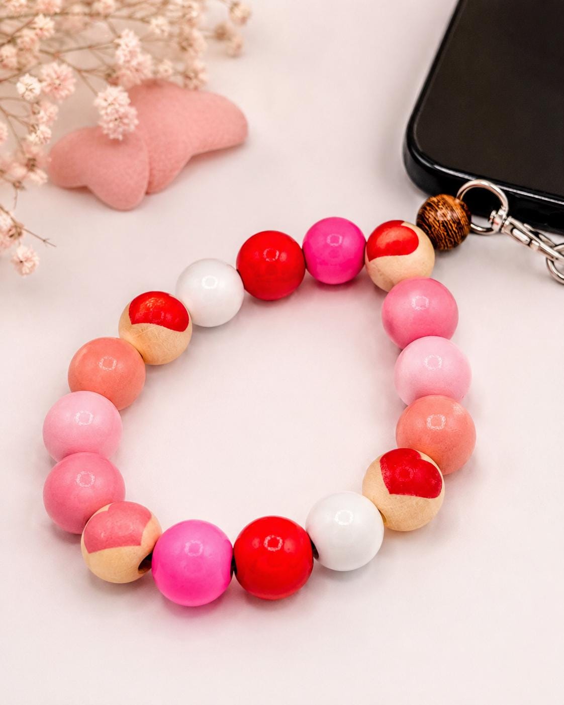 Wooden Heart Wristlet Charm