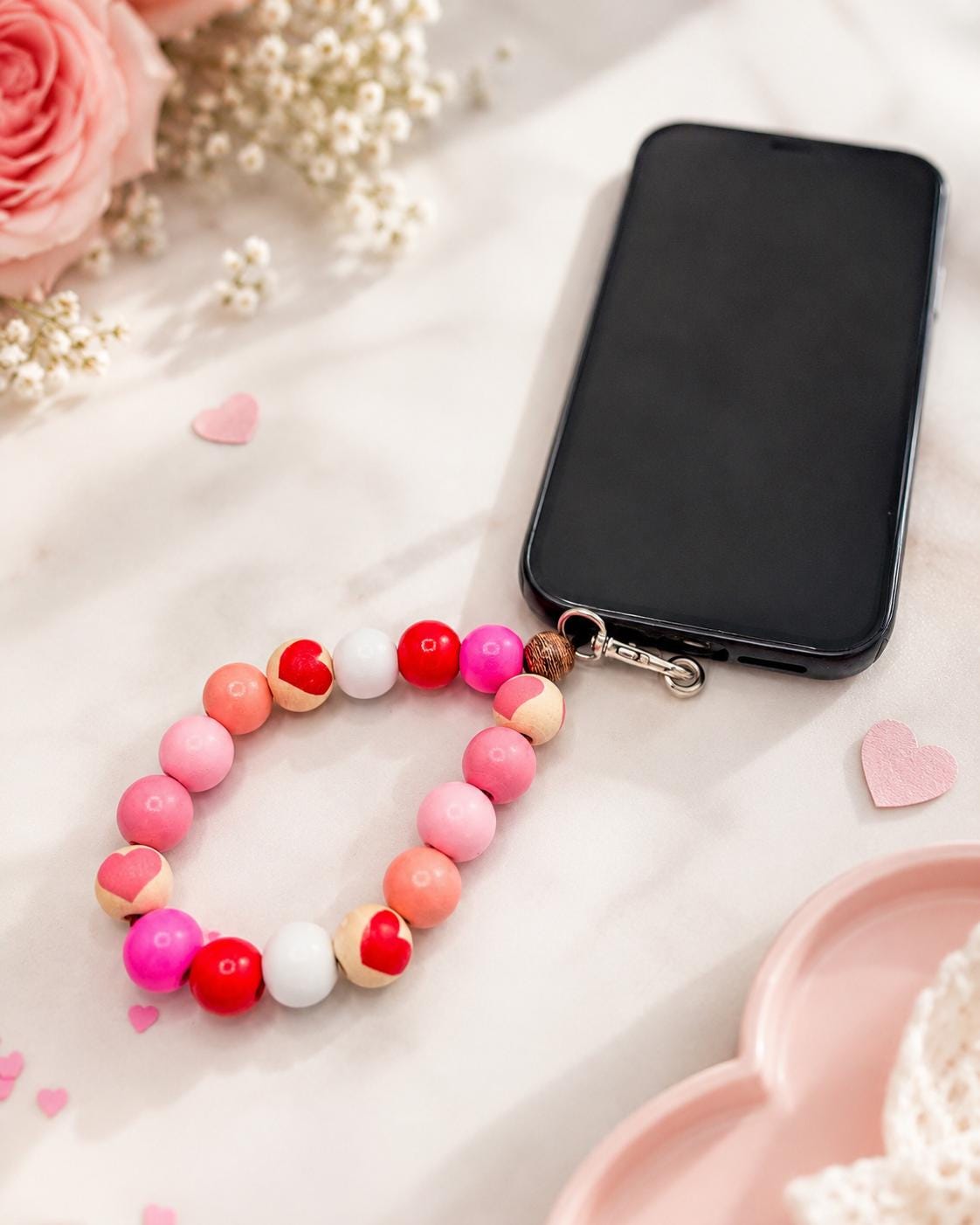 Wooden Heart Wristlet Charm