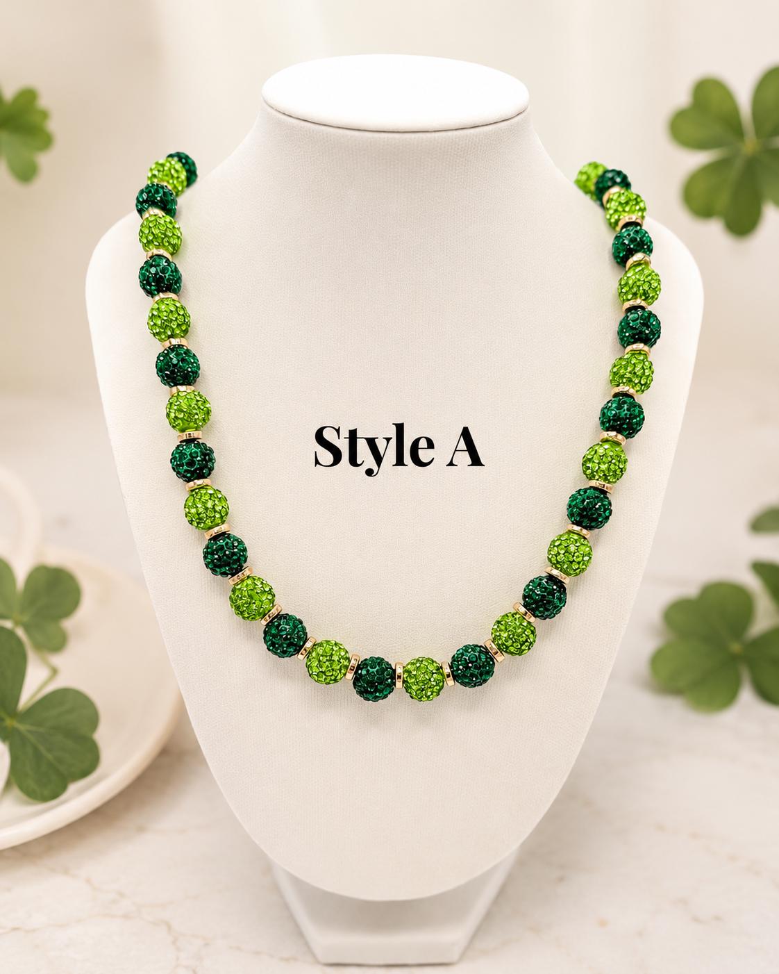 Green & Gold Rhinestone Necklaces
