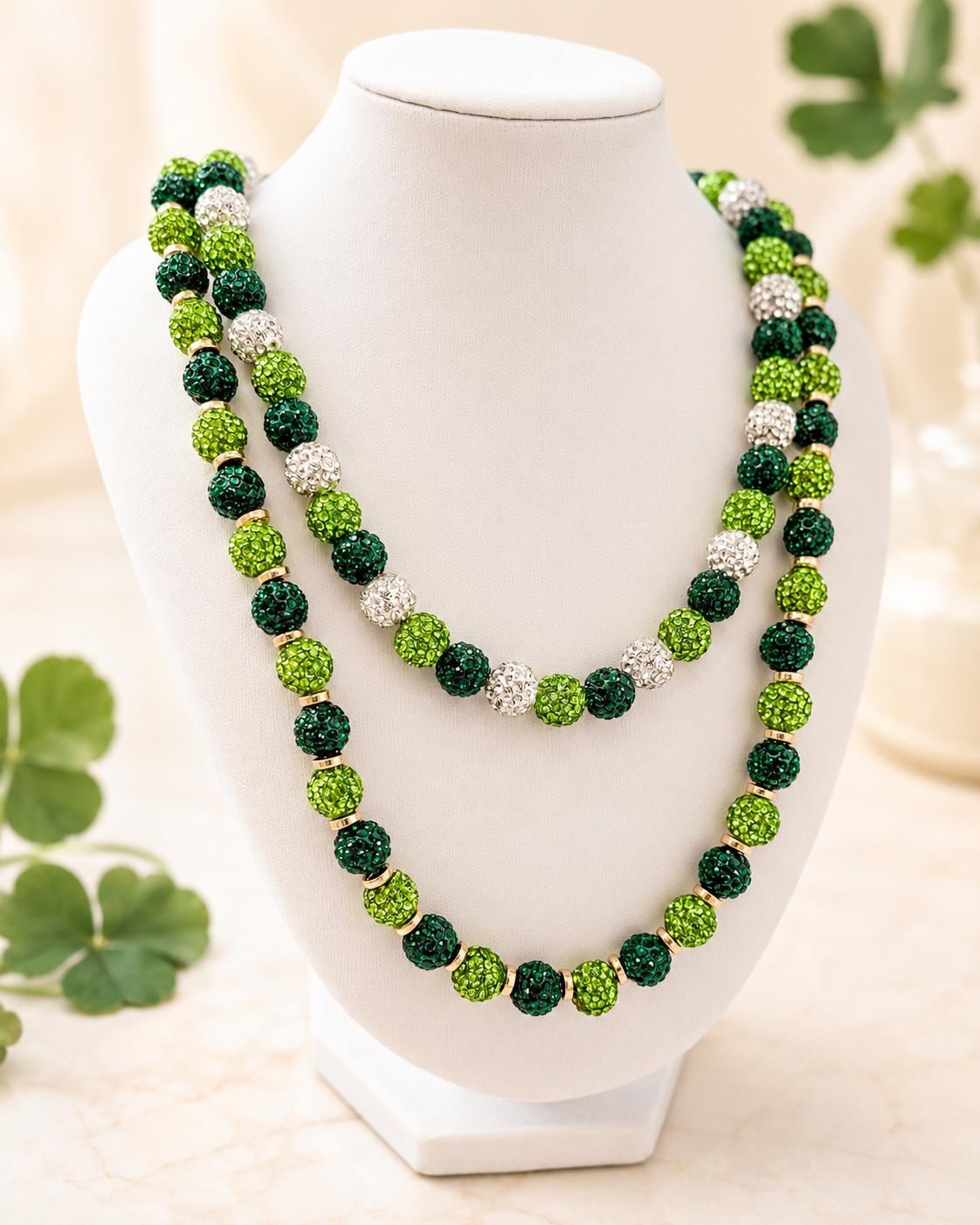 Green & Gold Rhinestone Necklaces