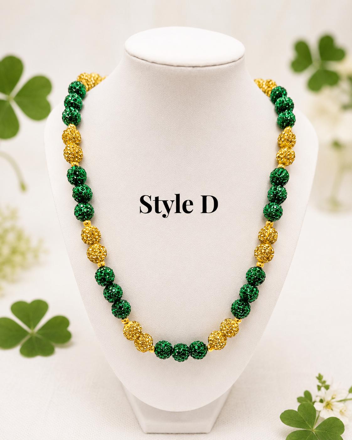 Green & Gold Rhinestone Necklaces