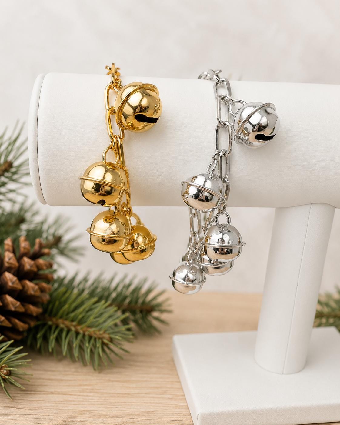 Gold & Silver Jingle Bell Bracelets