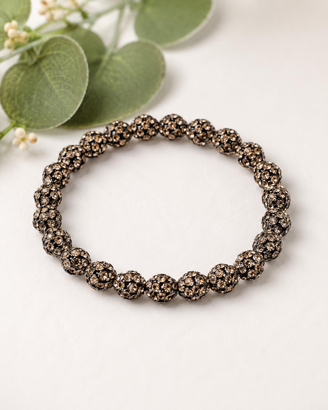 Gunmetal Grey Rhinestone Bead Bracelets- 6mm Bead