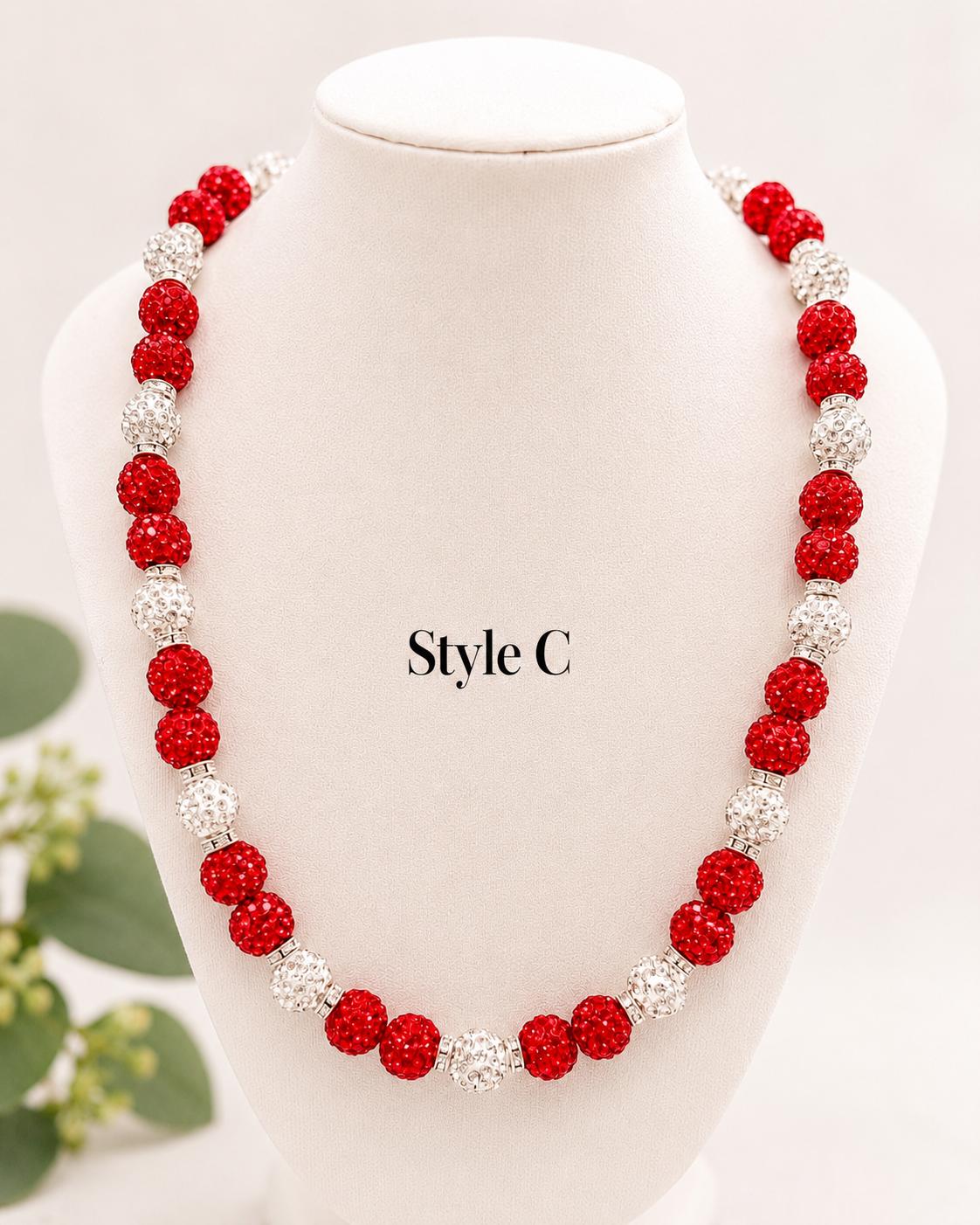 Red & Silver Rhinestone Necklaces