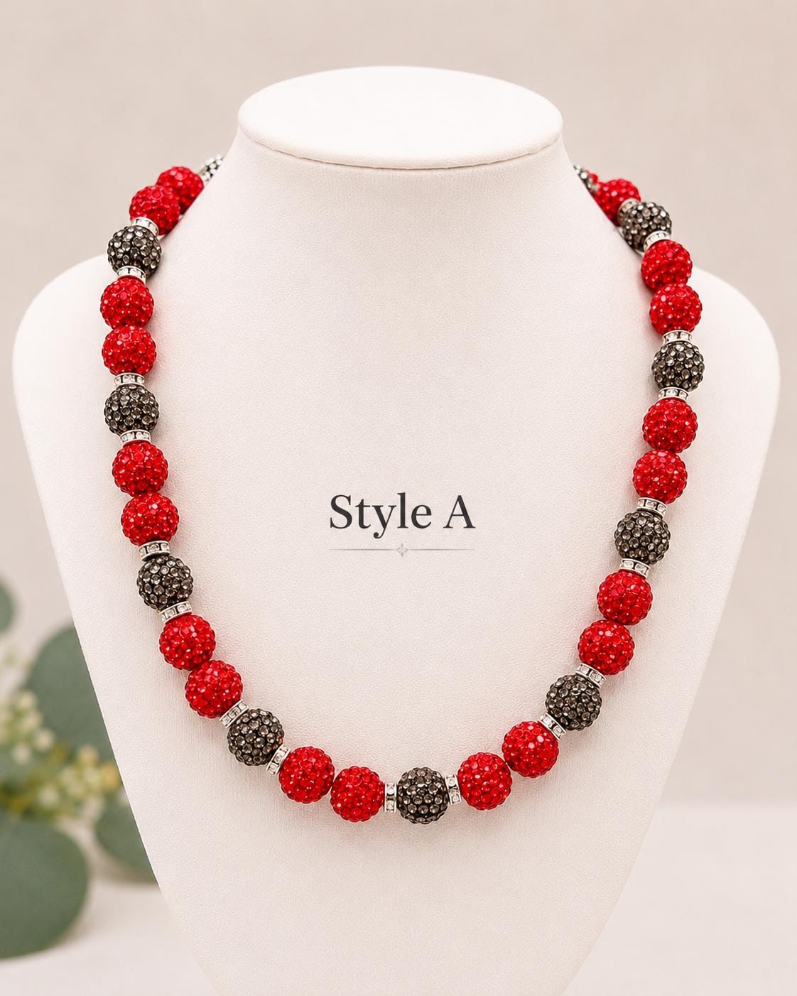 Red & Silver Rhinestone Necklaces