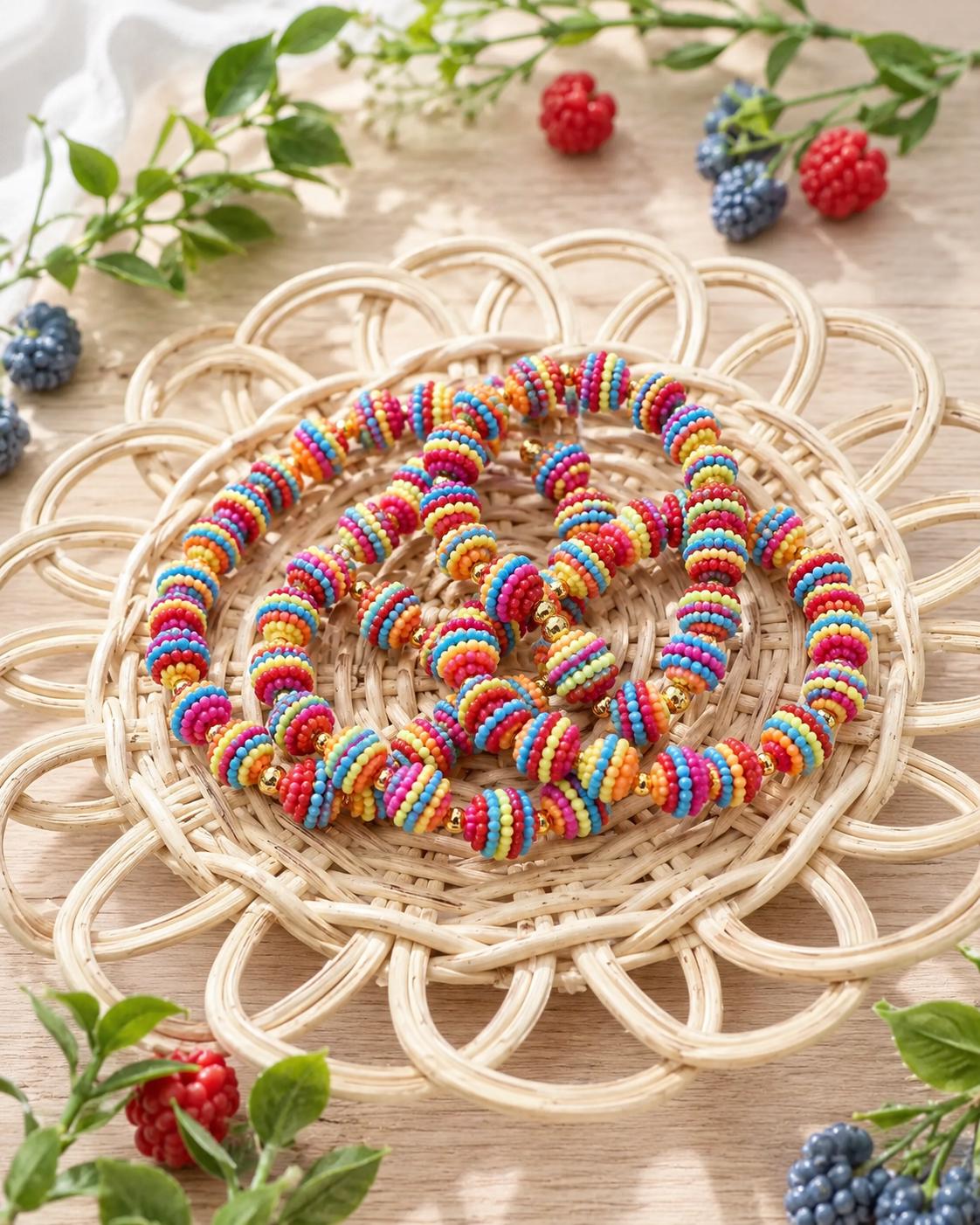 Rainbow Bayberry Beaded Bracelets