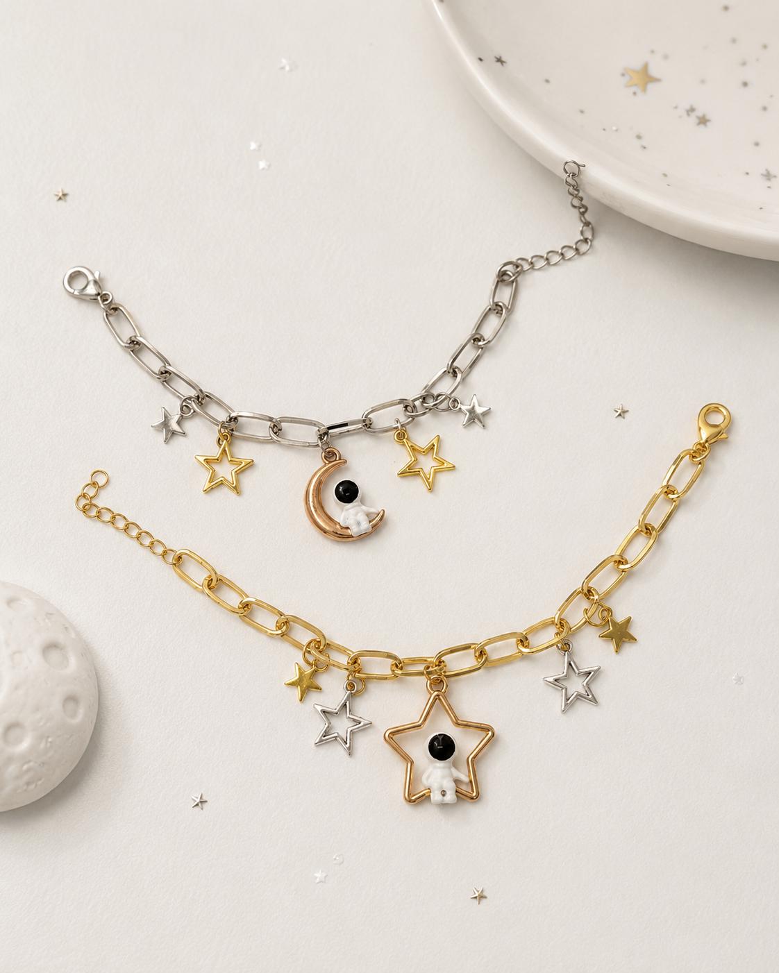 Space Explorer Charm Bracelet- Star & Moon