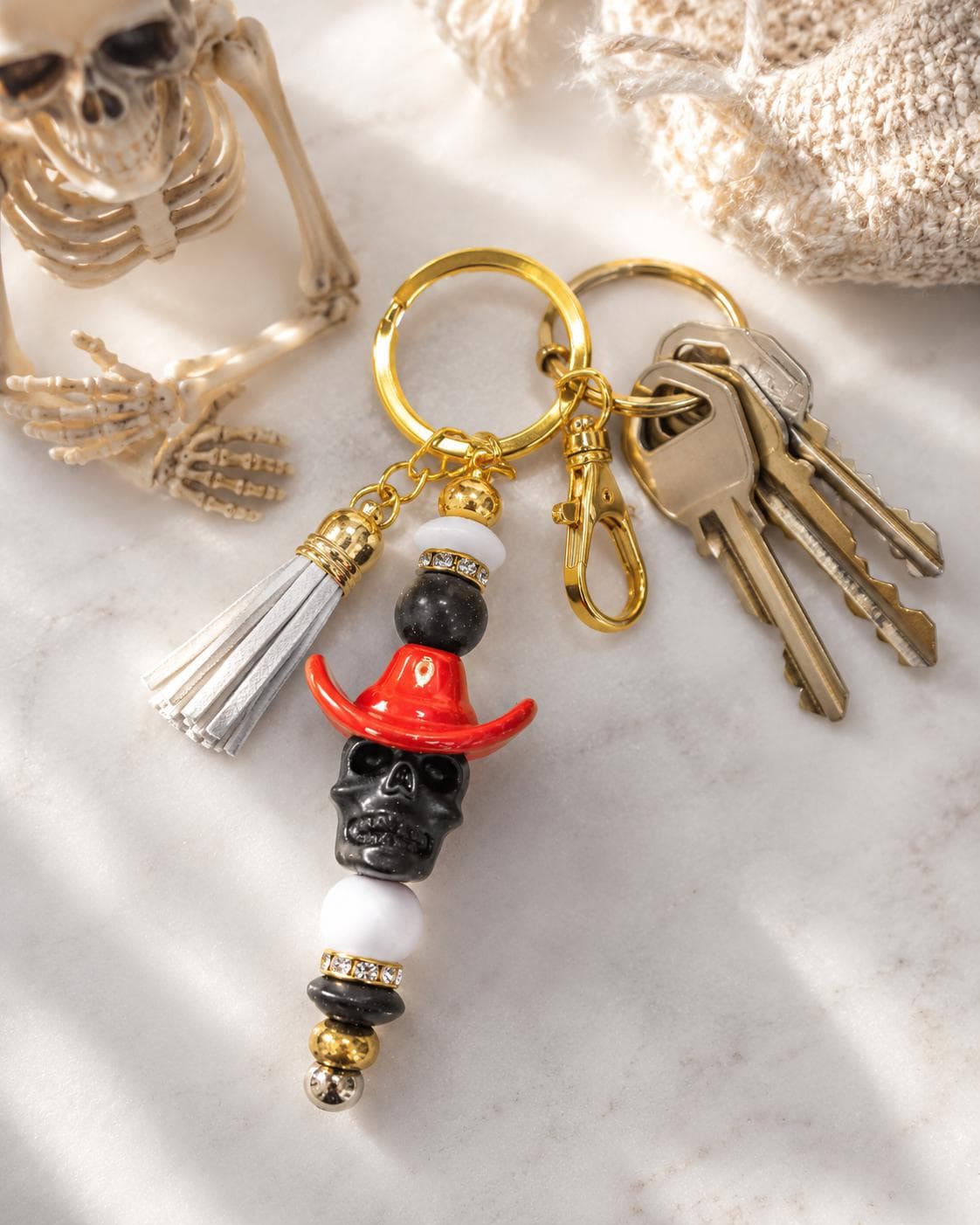 Skeleton Cowboy Keychain