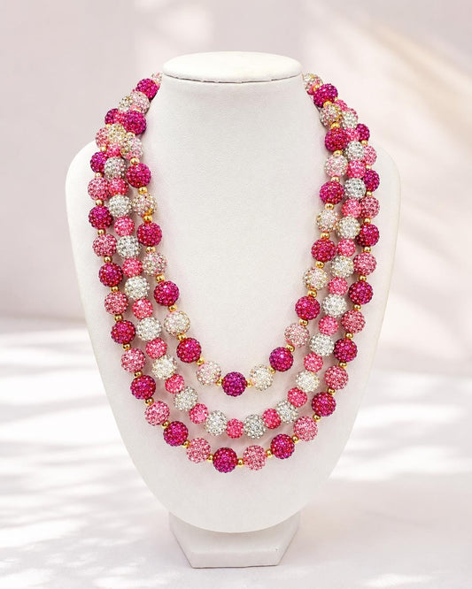Pink & White Rhinestone Necklaces