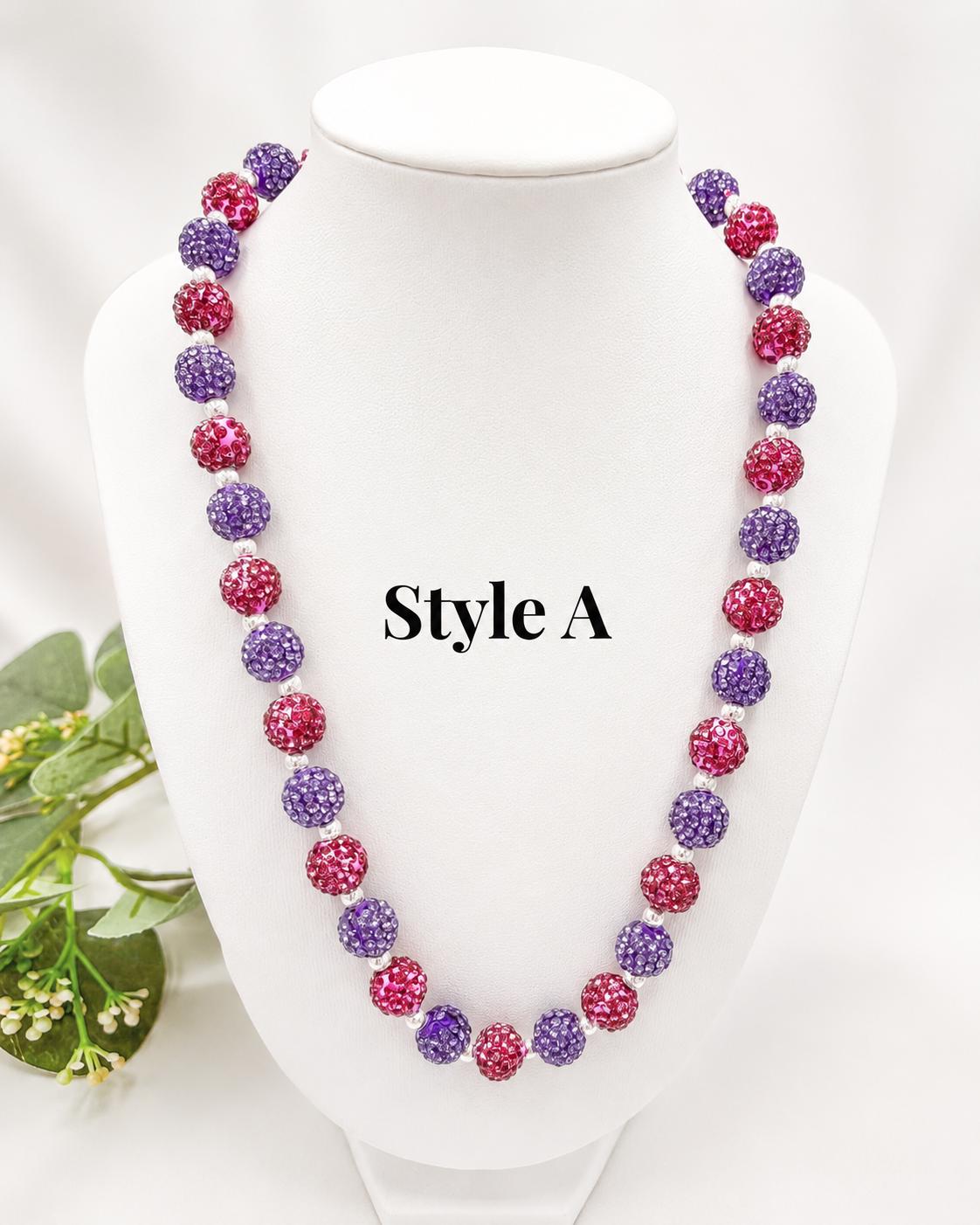 Purple Champagne Rose Rhinestone Necklaces