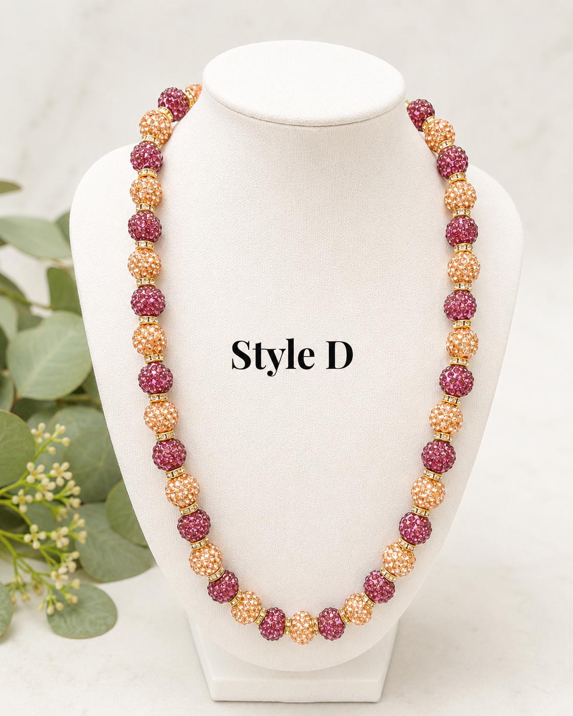 Purple Champagne Rose Rhinestone Necklaces