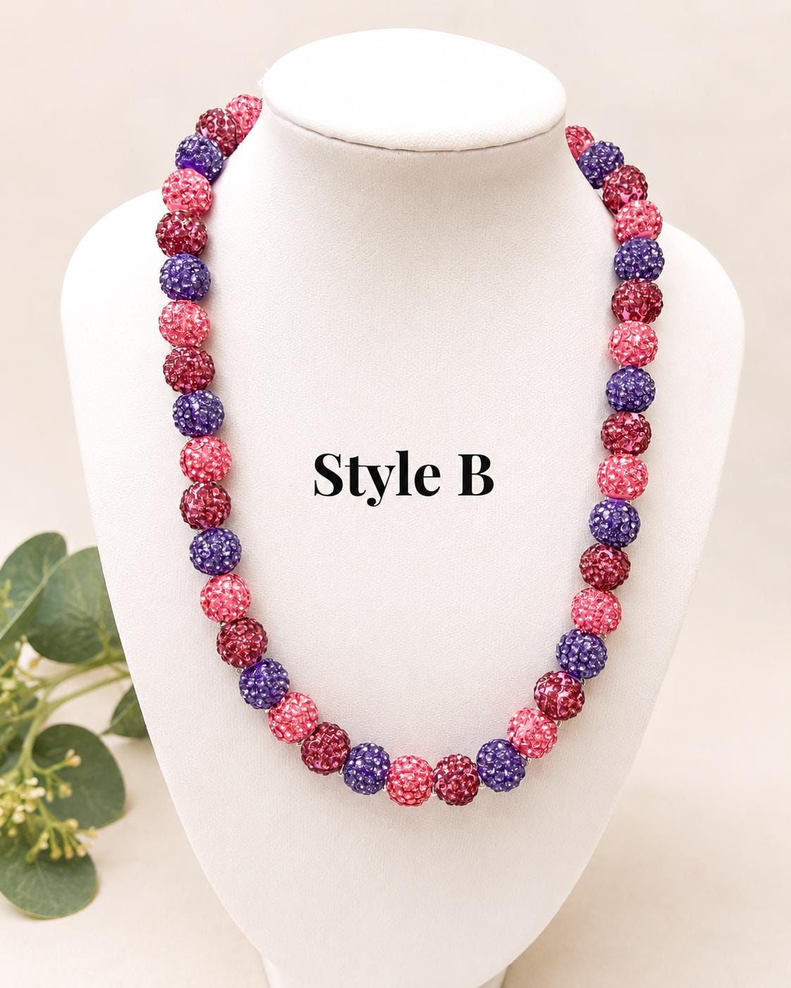 Purple Champagne Rose Rhinestone Necklaces