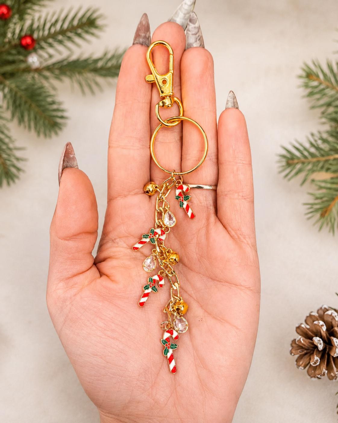 Candy Cane & Snowflake Charm Keychains