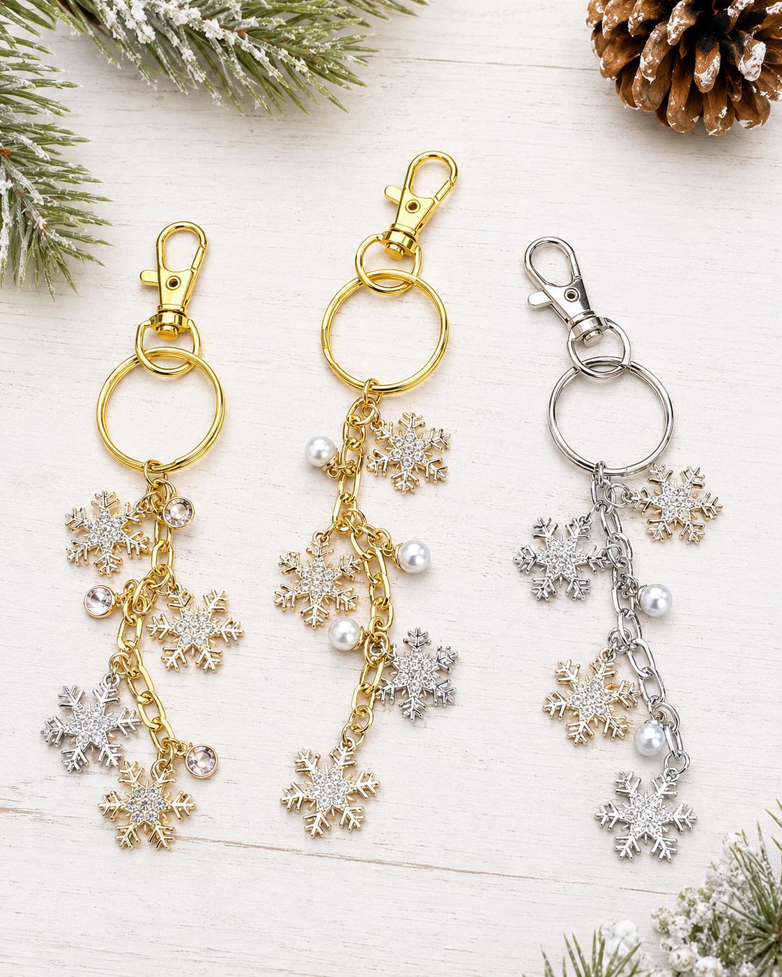 Candy Cane & Snowflake Charm Keychains
