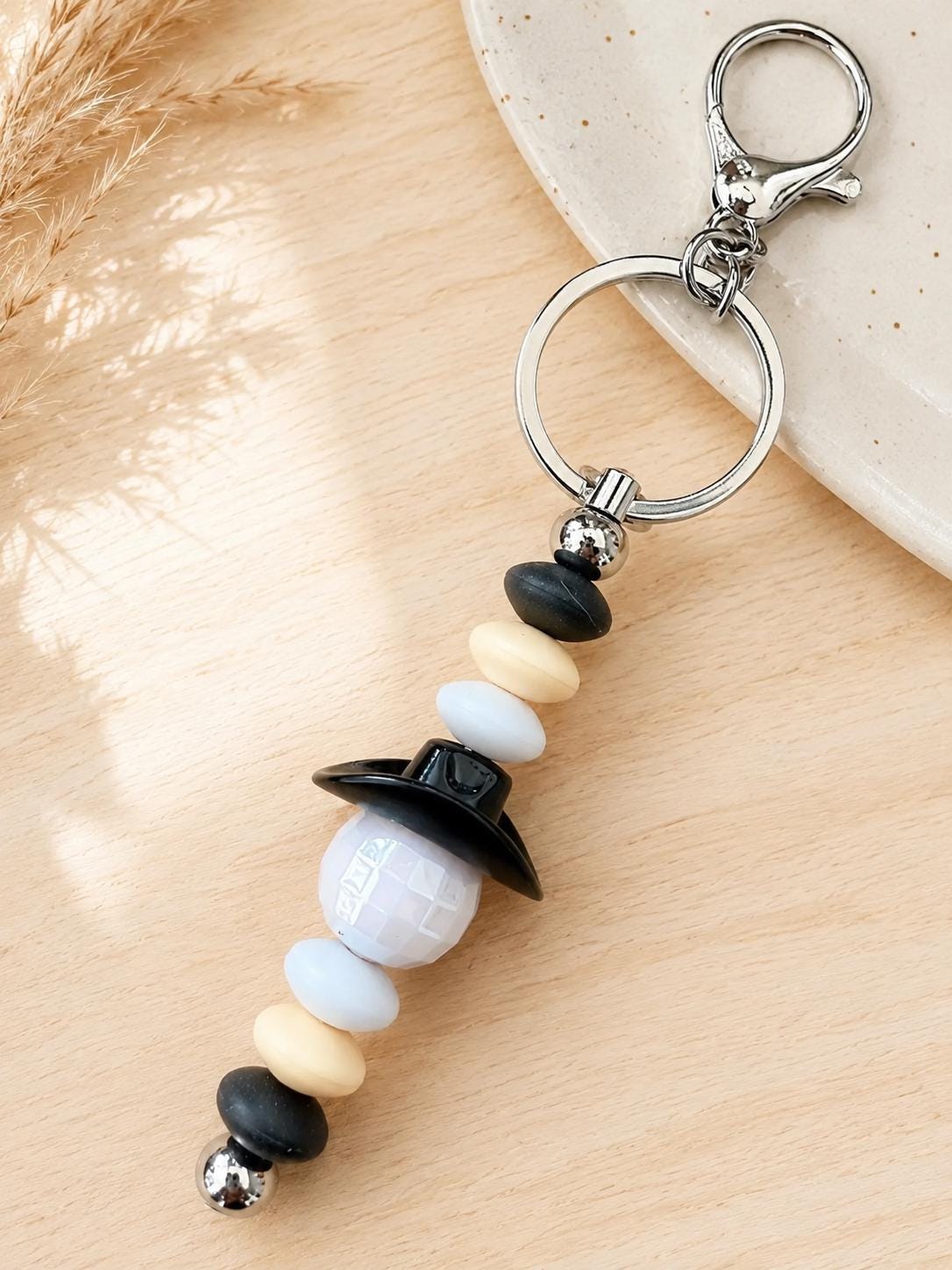 Cowboy Hat Disco Ball Beaded Keychain