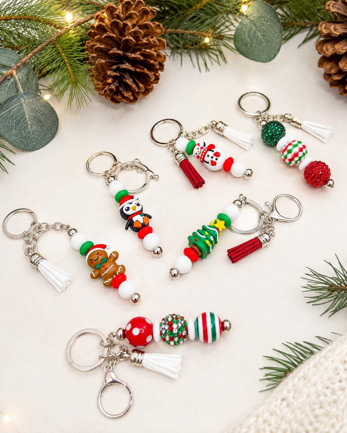 Holiday Beaded Keychains
