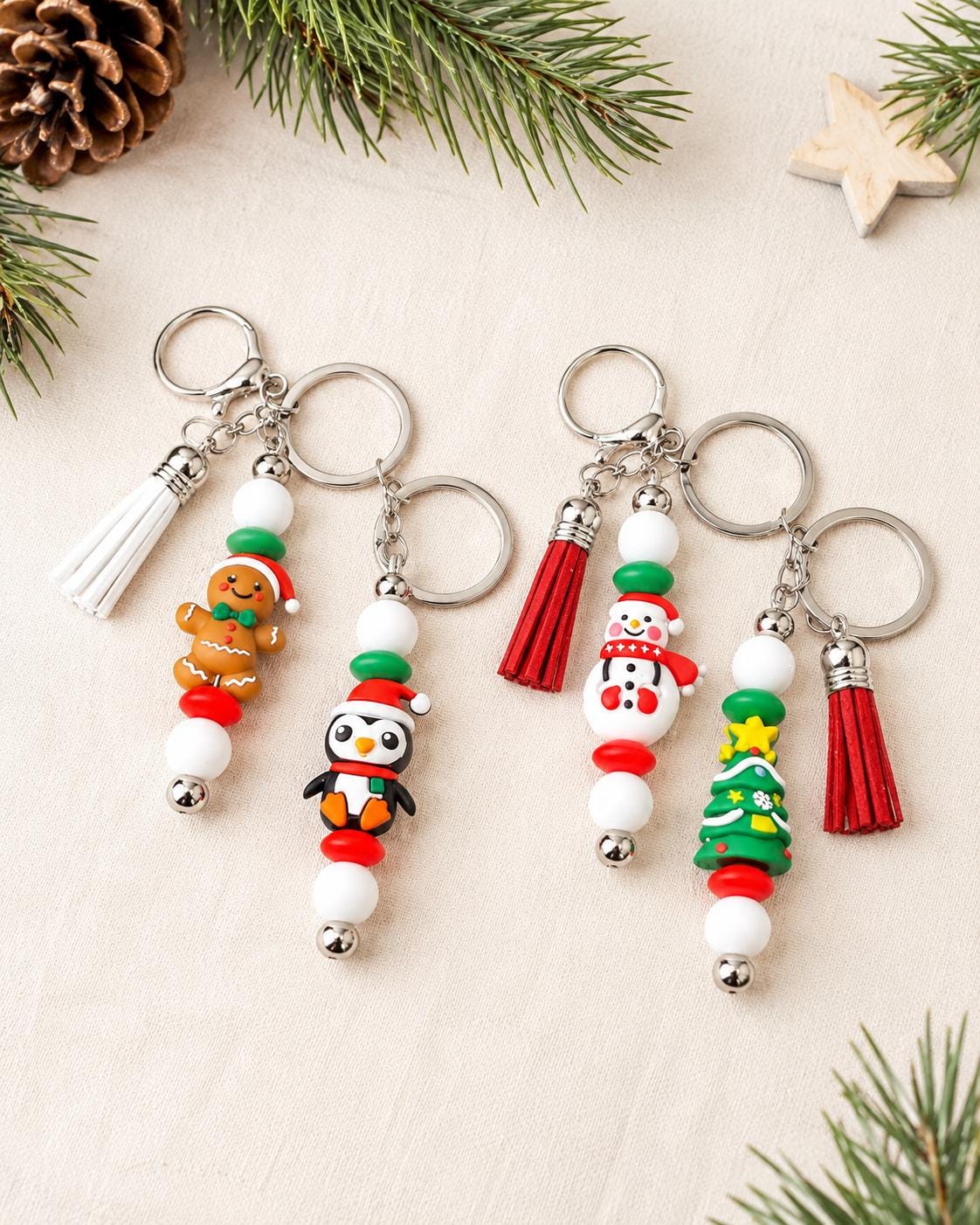 Holiday Beaded Keychains
