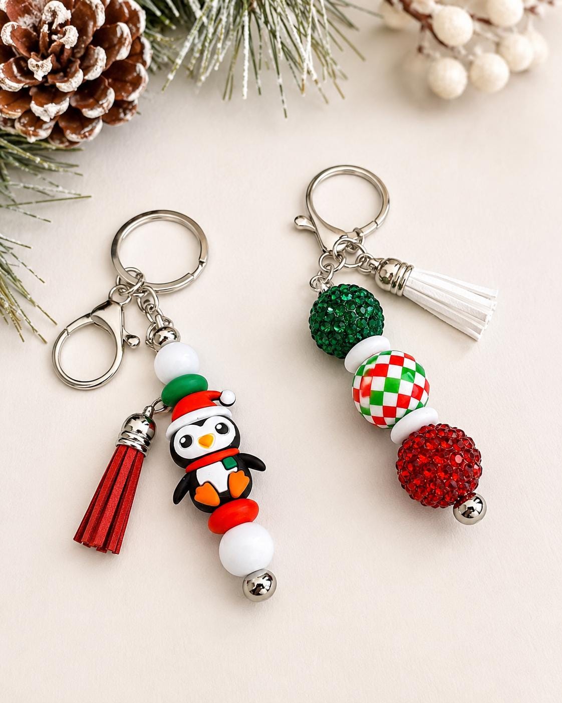 Holiday Beaded Keychains