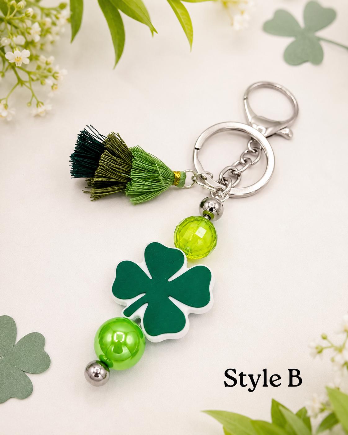 Lucky Clover Green Beaded Keychains