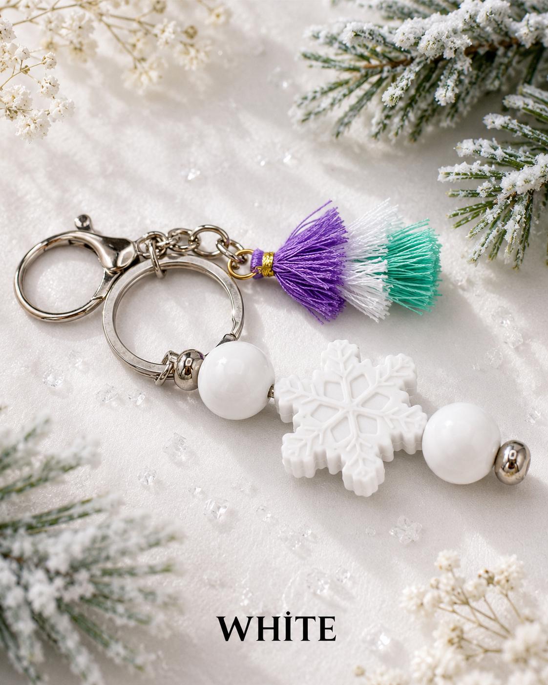 Snowflake Beaded Keychains