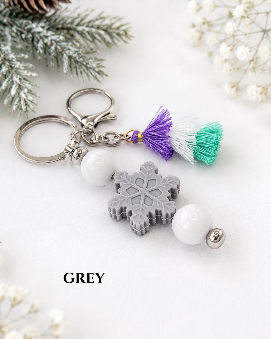 Snowflake Beaded Keychains