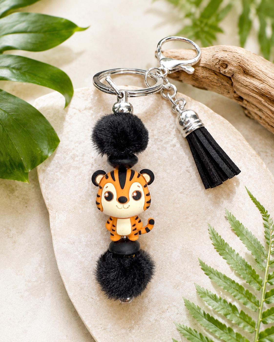 Fuzzy Tiger Keychain